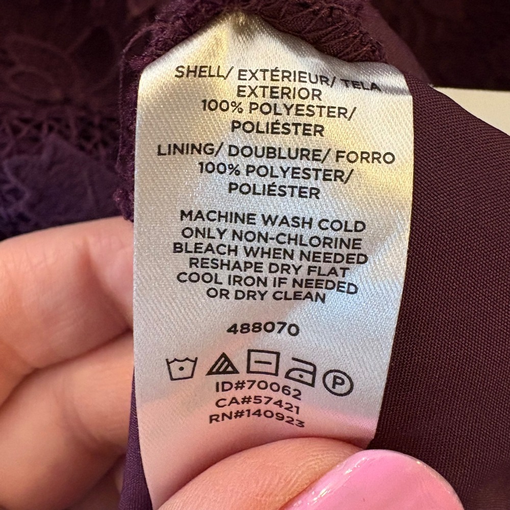 LOFT Aubergine‎ Scalloped Lace Dress Size 2 - Picture 6 of 9